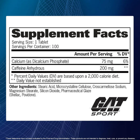 Gat Sport Caffeine 200 MG, 100 Tablets
