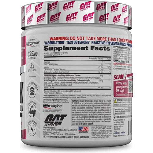 GAT Sport Nitraflex Pre-Workout Powder – 30 Servings