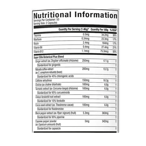 MuscleTech Hydroxycut Hardcore Super Elite 100 Veggie Capsules